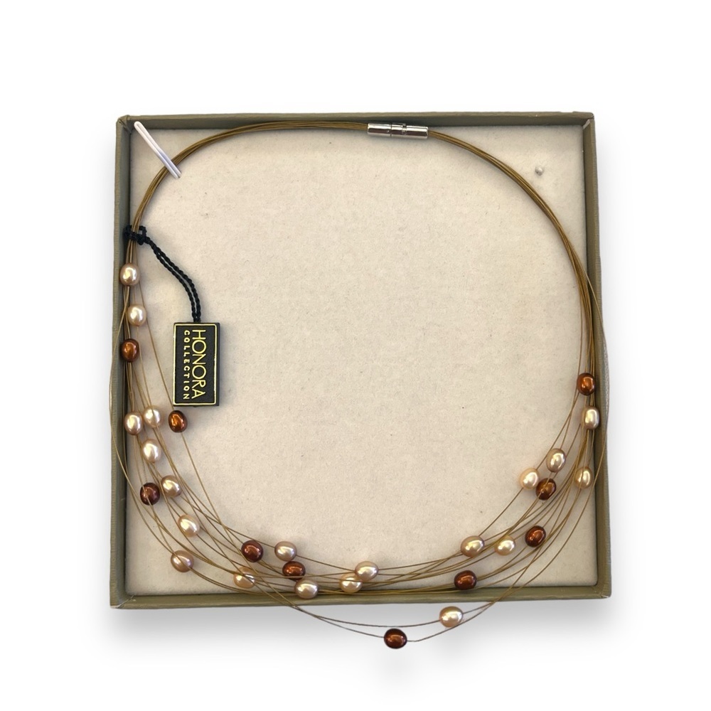 Honora 14K Gold Sterling Silver Pearl Multi Fiber Strand Necklace